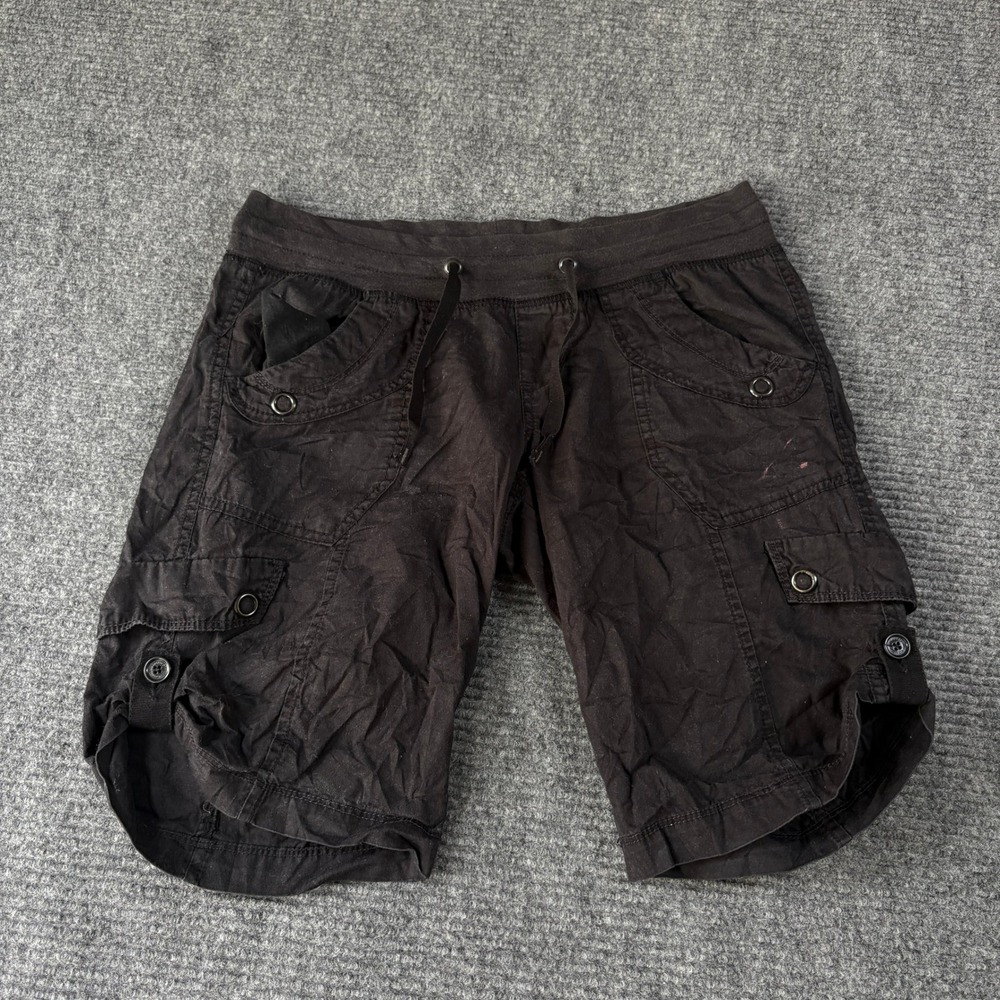 Unionbay Mens Size 5 Black Cotton Cargo Shorts Drawstring Y2K Gorpcore 4129 - Picture 1 of 7